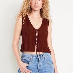 Old Navy Women's Brown and Burgundy Crop-top